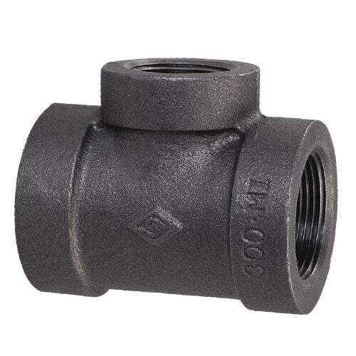 RED2T21212B 2-1/2" X 1/2"  Reducing Tee (2 sizes), Malleable 150#, Black